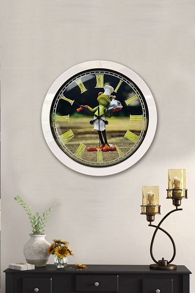 Kasva Concept Gift 36 cm White Metal Mr. Chef Kitchen Wall Clock