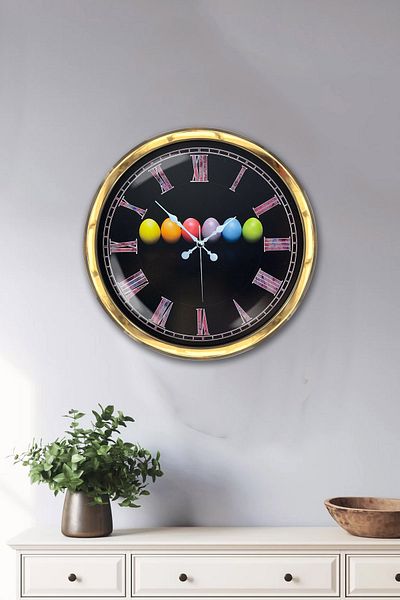 Kasva Concept Gift 40 cm Gold Metal Egg Wall Clock