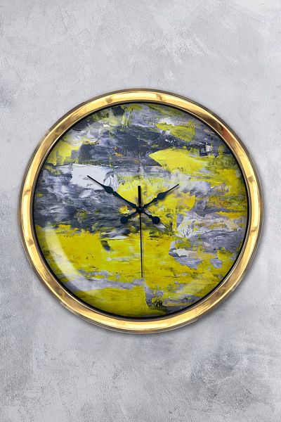 Kasva Concept Gift 40 cm Gold Metal Yellow Wall Clock