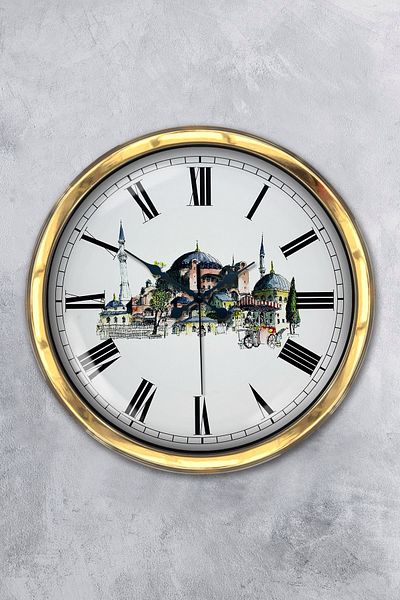 Kasva Concept Gift 40 cm Gold Metal New Mosque Wall Clock