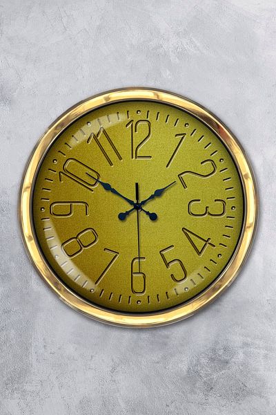 Kasva Concept Gift 40 cm Gold Metal Yellow Wall Clock