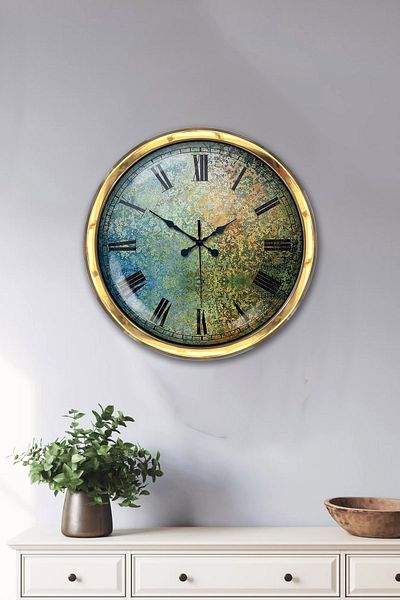 Kasva Concept Gift 40 cm Gold Metal Jasmine Wall Clock