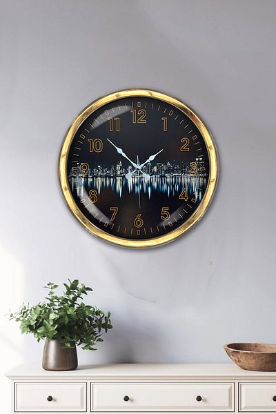 Kasva Concept Gift 40 cm Gold Metal Reflection Wall Clock
