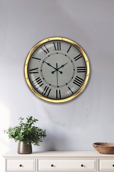 Kasva Concept Gift 40 cm Gold Metal Roman Numbered Wall Clock
