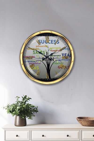 Kasva Concept Gift 40 cm Gold Metal Success Wall Clock