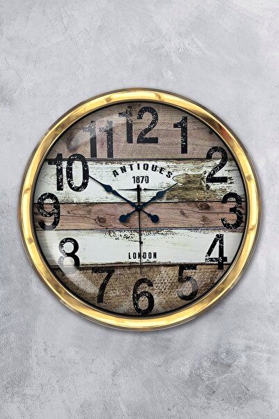 Platin Saat Δώρο 40 εκ. Χρυσό Μεταλλικό Vintage Ρολόι τοίχου