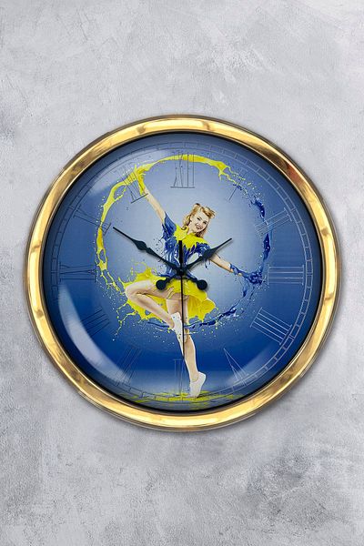 Kasva Concept Gift 40 cm Gold Metal Water Wall Clock