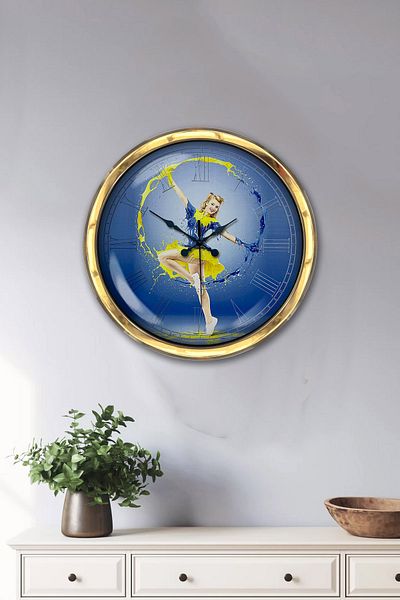 Kasva Concept Gift 40 cm Gold Metal Water Wall Clock