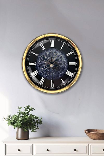 Kasva Concept Gift 40 cm Gold Metal Feather Wall Clock