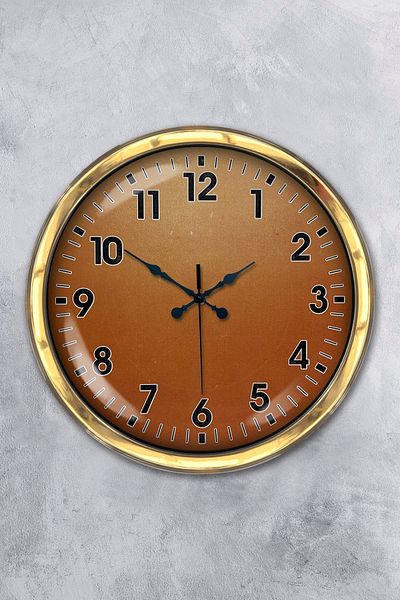Kasva Concept Gift 40 cm Gold Metal Orange Wall Clock