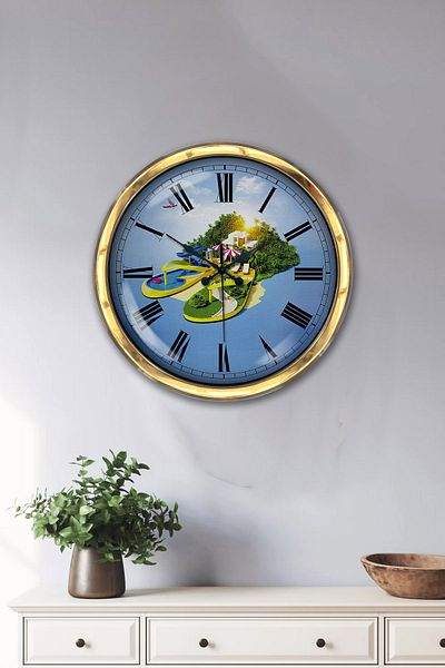 Kasva Concept 40 cm Gold Metal Holiday Tourism Wall Clock