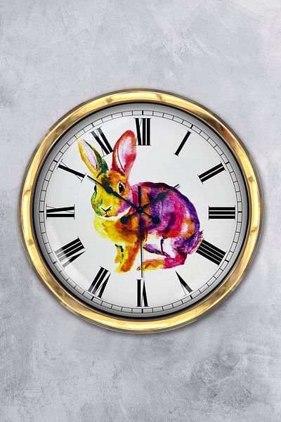 Kasva Concept Gift 40 cm Gold Metal Rabbit Wall Clock