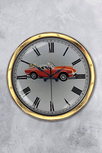 Platin Saat Ρολόι τοίχου αθλητικού αυτοκινήτου 40 εκ. χρυσό μεταλλικό