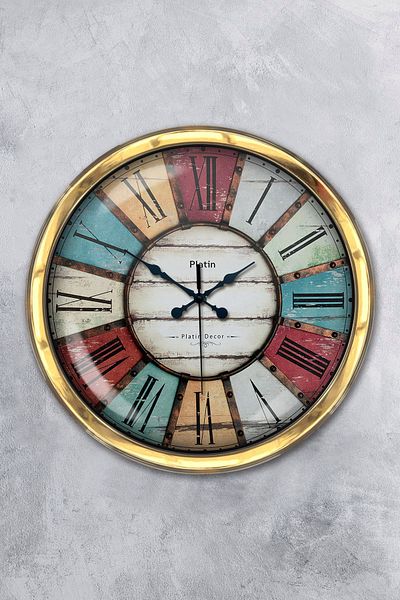 Kasva Concept Cadou Cadou Decorativ 40 Cm Ceas De Perete Retro Metal Auriu
