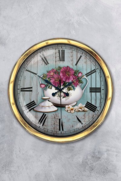 Platin Saat هدية ساعة حائط مطبخ معدنية ذهبية مقاس 40 سم