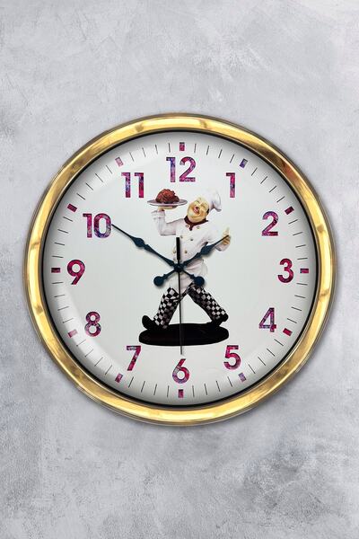 Kasva Concept هدية ساعة حائط مطبخ معدنية ذهبية مقاس 40 سم