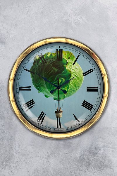 Kasva Concept Gift 40 cm Gold Metal Kitchen Wall Clock
