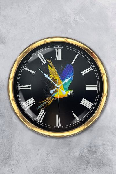 Platin Saat هدية ساعة حائط ببغاء معدنية ذهبية مقاس 40 سم