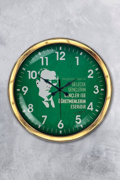 Kasva Concept 40 cm Gold Metal Teacher's Day Wall Clock