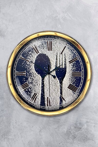 Platin Saat هدية ساعة حائط مطبخ معدنية ذهبية مقاس 40 سم