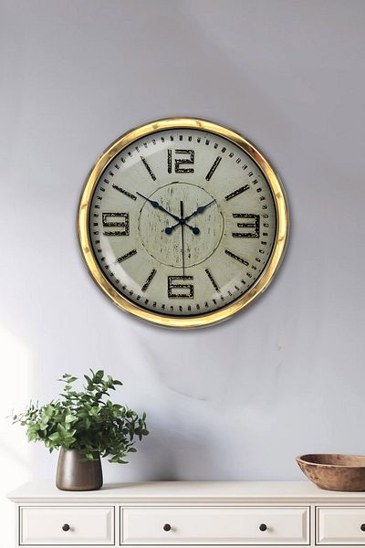 Kasva Concept Cadou 40 Cm Ceas de Perete Retro Metal Auriu