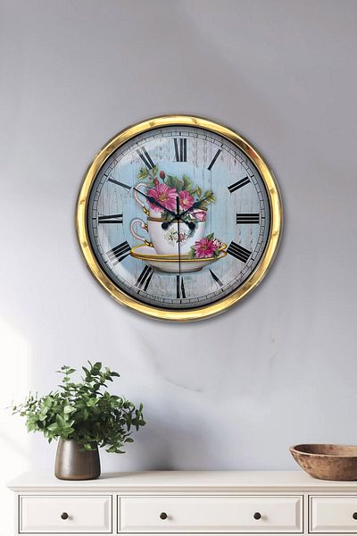 Kasva Concept Gift 40 cm Gold Metal Kitchen Wall Clock