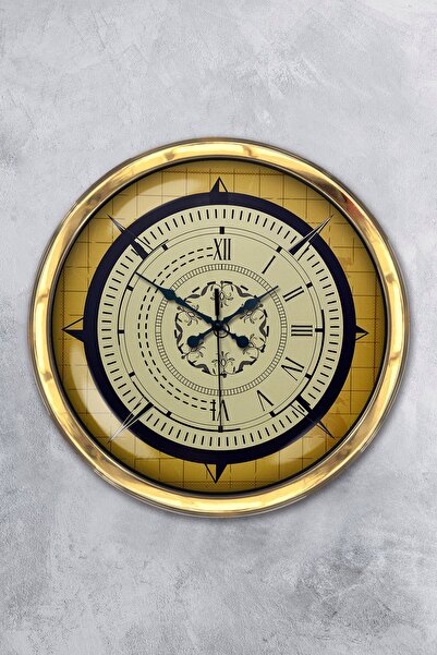 Platin Saat هدية ساعة حائط بوصلة معدنية ذهبية مقاس 40 سم