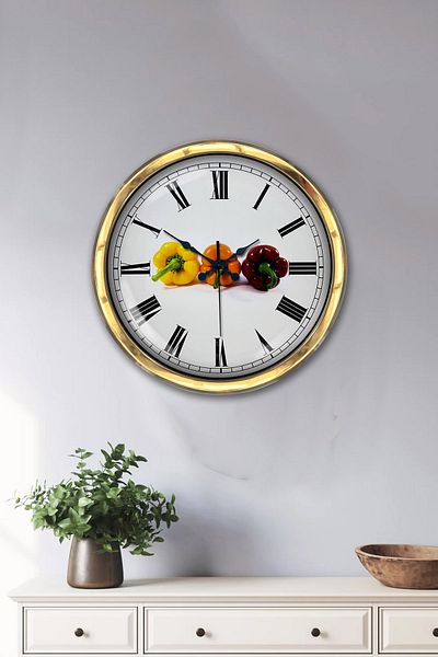 Kasva Concept Gift 40 cm Gold Metal Kitchen Wall Clock