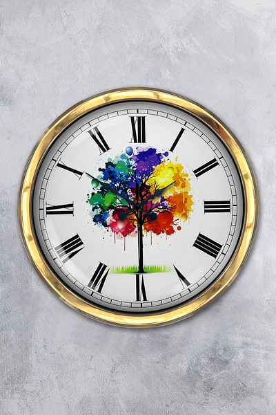 Kasva Concept Gift 40 cm Gold Metal Colored Tree Wall Clock