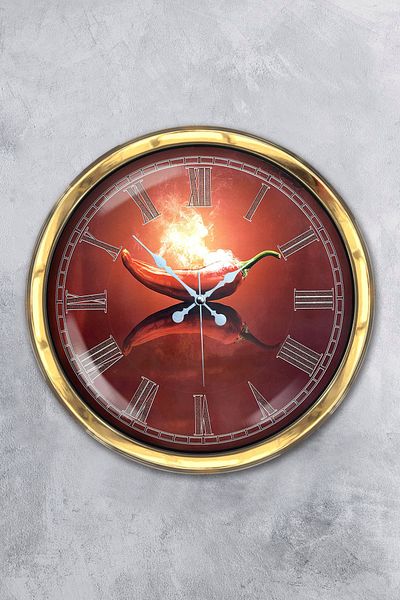 Kasva Concept Gift 40 cm Gold Metal Kitchen Wall Clock