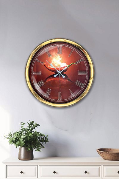 Kasva Concept Gift 40 cm Gold Metal Kitchen Wall Clock