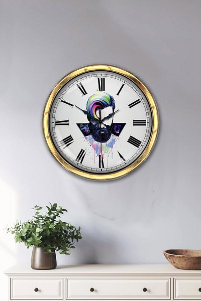 Kasva Concept Gift 40 cm Gold Metal Hairdresser Wall Clock
