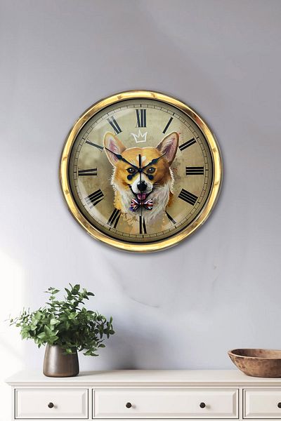 Kasva Concept Gift 40 cm Gold Metal Wolf Wall Clock