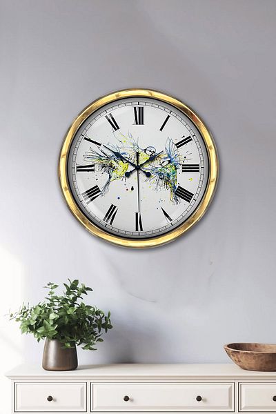 Kasva Concept Gift 40 cm Gold Metal Bird Wall Clock