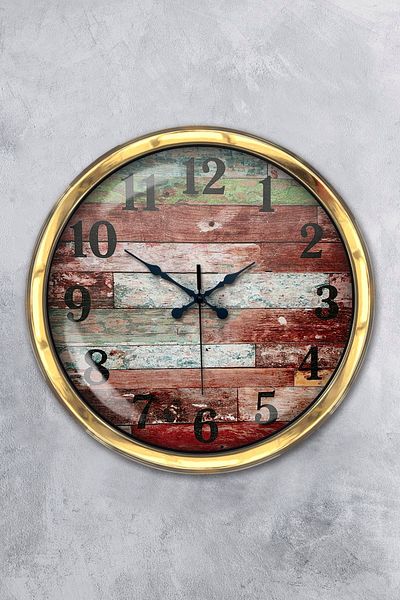 Kasva Concept Gift 40 cm Gold Metal Log Wall Clock