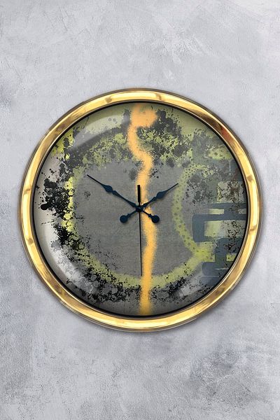 Kasva Concept Gift 40 cm Gold Metal Modern Line Wall Clock