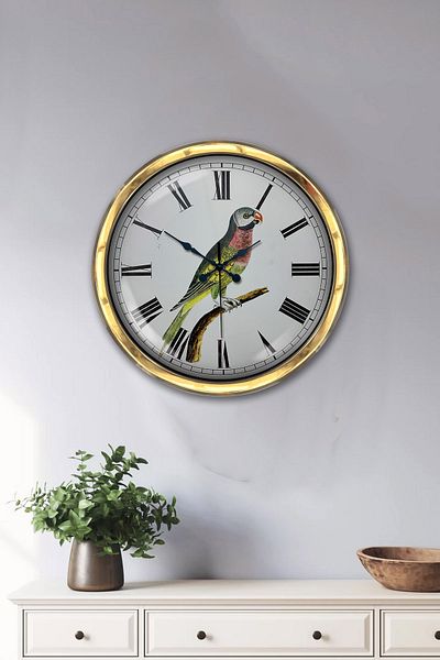 Kasva Concept Gift 40 cm Gold Metal Bird Wall Clock