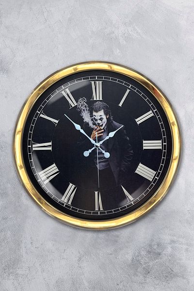 Kasva Concept Gift 40 cm Gold Metal Joker Wall Clock