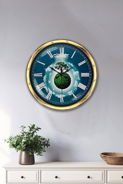 Kasva Concept Gift 40 cm Gold Metal Climate Themed Wall Clock Decor