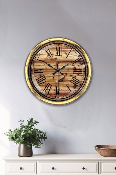Kasva Concept Decorative Gift 40 cm Gold Metal Classic Design Wall Clock