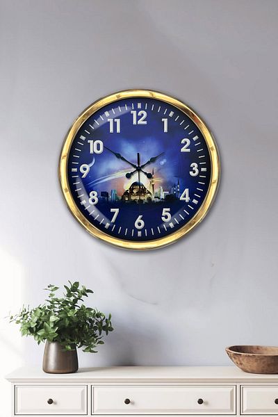 Kasva Concept Gift 40 cm Gold Metal Islamic Wall Clock Decor