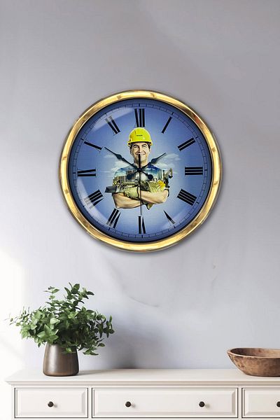 Kasva Concept Δώρο 40 εκ. Χρυσό Μεταλλικό Ρολόι Τοίχου Κατασκευών