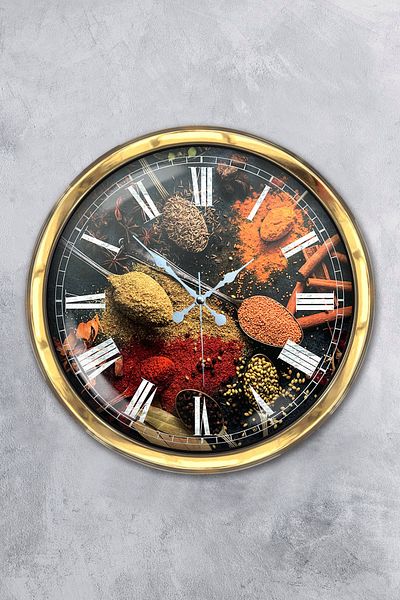 Kasva Concept Gift 40 cm Gold Metal Kitchen Wall Clock