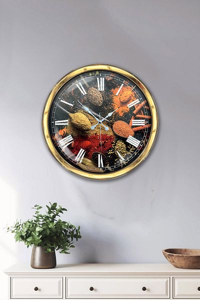 Kasva Concept Gift 40 cm Gold Metal Kitchen Wall Clock
