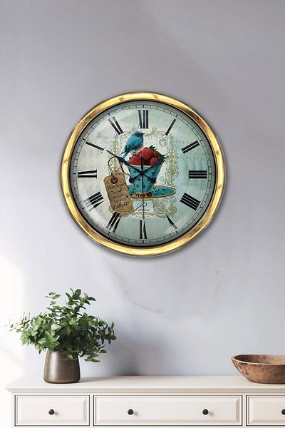 Kasva Concept Gift 40 cm Gold Metal Kitchen Wall Clock