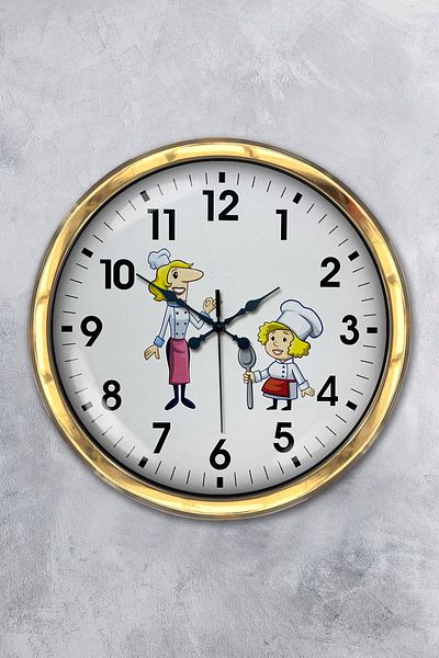 Kasva Concept Gift 40 cm Gold Metal Women's Cook Wall Clock