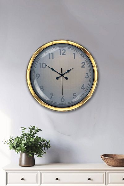 Kasva Concept Δώρο 40 εκ. Χρυσό Μεταλλικό Κλασικό Ρολόι Τοίχου