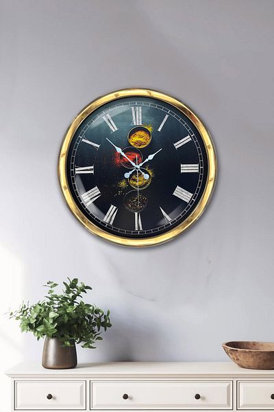 Kasva Concept Gift 40 cm Gold Metal Kitchen Wall Clock