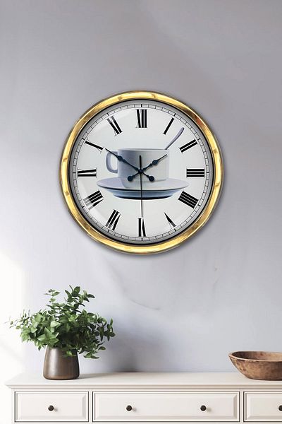 Kasva Concept Gift 40 Cm Gold Metal Coffee Wall Clock