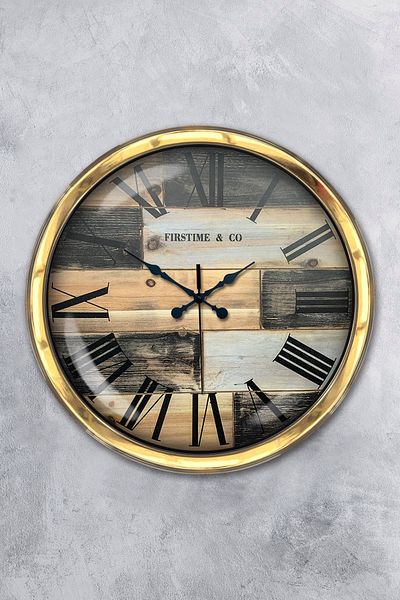 Kasva Concept Gift 40 cm Gold Metal Firstime Wall Clock